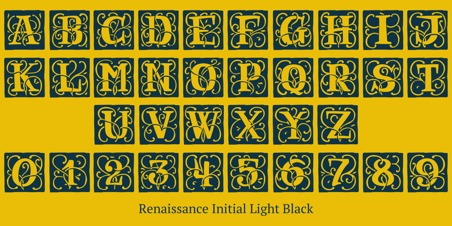 Пример шрифта Renaissance Initial Dots Color